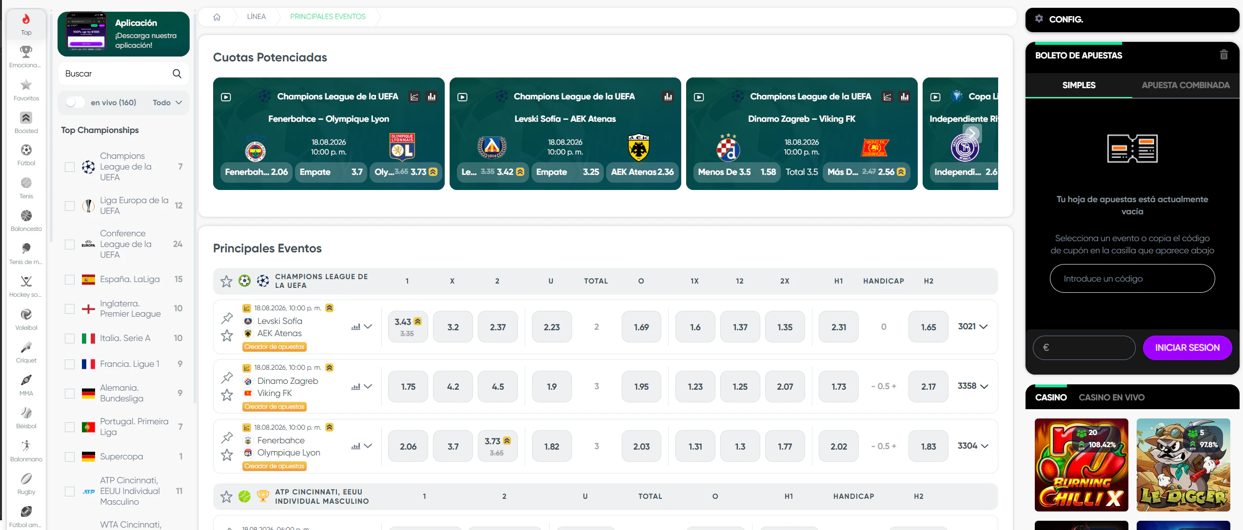 Apuestas deportivas y eSports en GranaWin